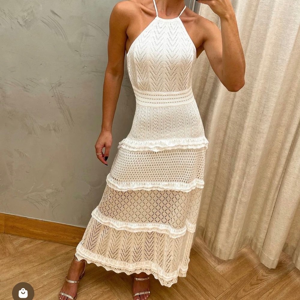 White tricot long leg dress